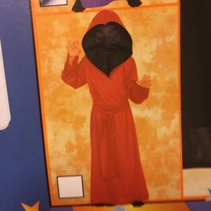 Red Mesh Face Hooded Robe Costume